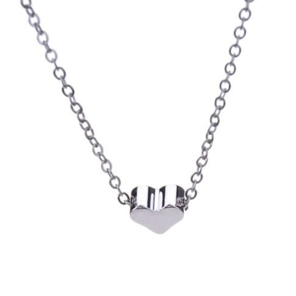 4 for $20 Heart Choker Necklace (Silver) - Picture 4 of 8
